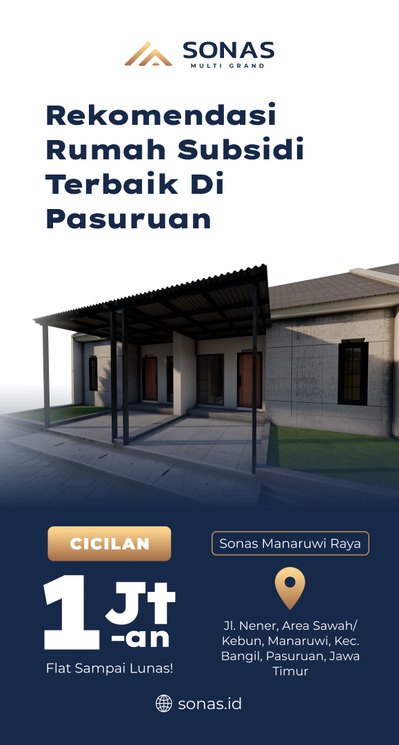 Rekomendasi Rumah Subsidi Terbaik Dipasuruan Cicilan hanya 1 Jutaan Flat Sampai Lunas