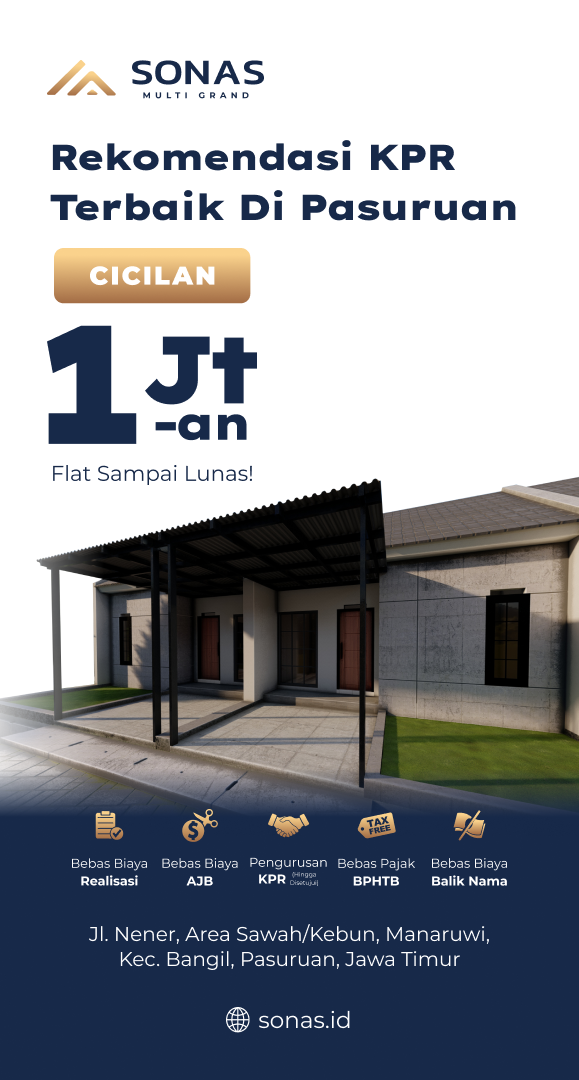 Rekomendasi KPR Terbaik di Pasuruan Cicilan Hanya 1 Jutaan Per bulan Flat Sampai Lunas